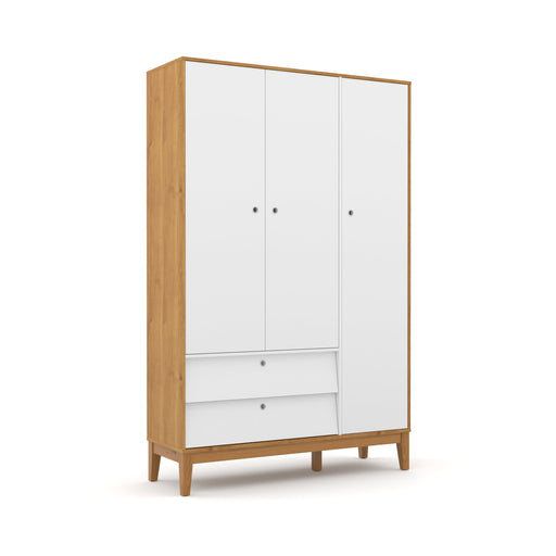 UNIQUE 3 DOOR WARDROBE, 2 DRAWERS WHITE/FREIJO/ECO WOOD MATI