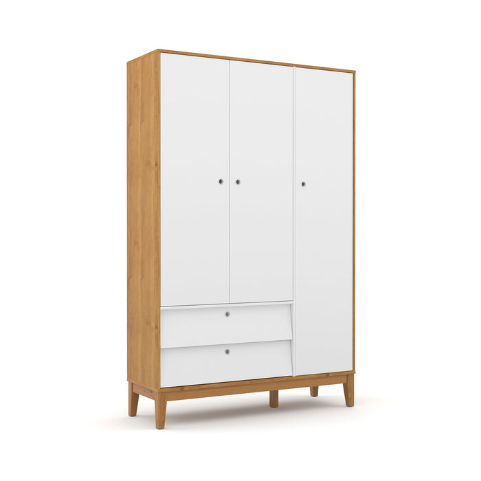 UNIQUE 3 DOOR WARDROBE, 2 DRAWERS WHITE/FREIJO/ECO WOOD MATI