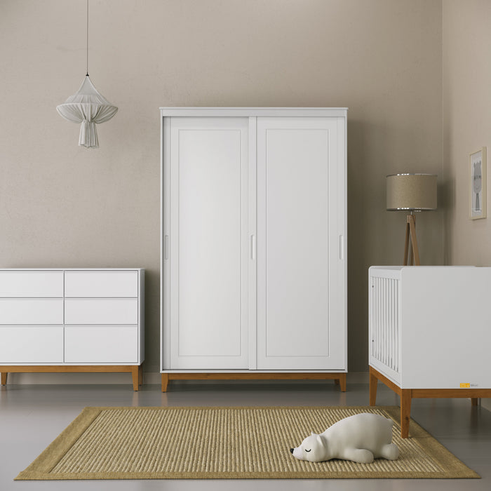NATURE 2 DOOR SLIDING WARDROBE (INSIDE 3 DRAWERS) WHITE/ECO MATI