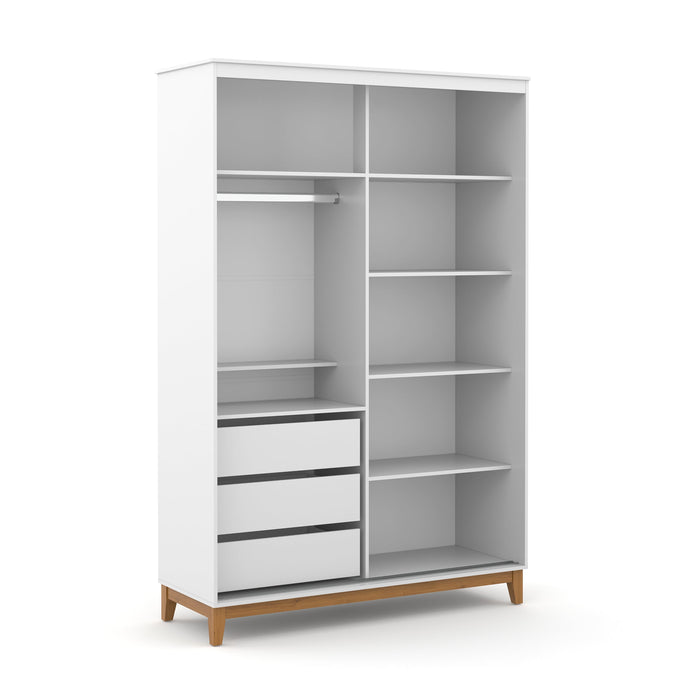 NATURE 2 DOOR SLIDING WARDROBE (INSIDE 3 DRAWERS) WHITE/ECO MATI
