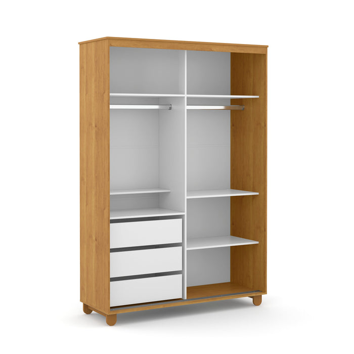 ZUPY 2 DOOR SLIDING WARDROBE (INSIDE 3 DRAWERS) WHITE/FREIJO MATI