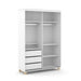 ZUPY 2 DOOR SLIDING WARDROBE (INSIDE 3 DRAWERS) WHITE/NATU MATI