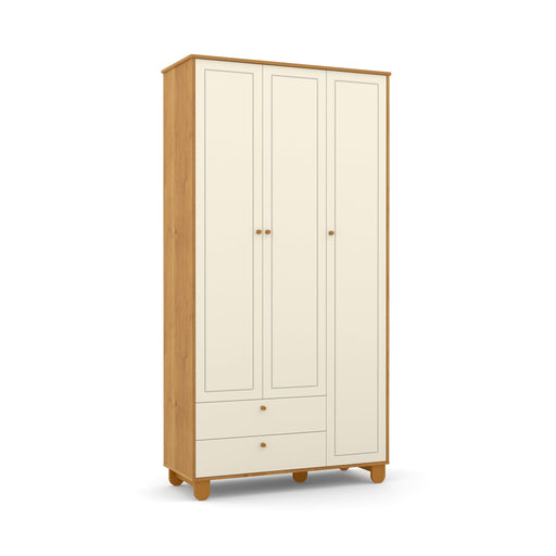 ZUPY 3 DOOR WARDROBE, 2 DRAWERS OFF WHITE/FREIJO/ECO WOOD MATI