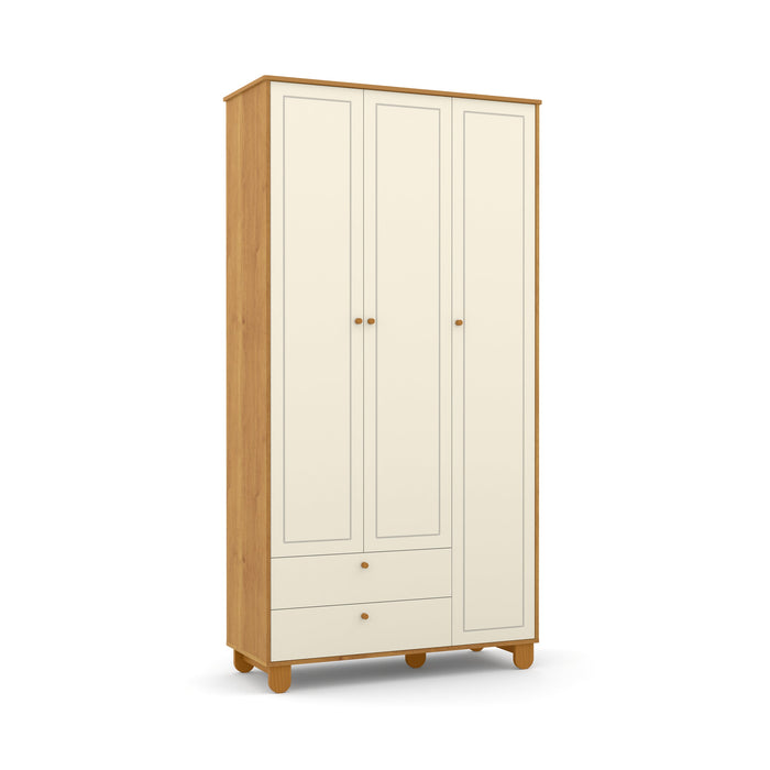 ZUPY 3 DOOR WARDROBE, 2 DRAWERS OFF WHITE/FREIJO/ECO WOOD MATI