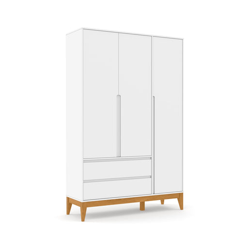 NATURE 3 DOOR WARDROBE, 2 DRAWERS WHITE/ECO WOOD MATI