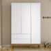 NATURE 3 DOOR WARDROBE, 2 DRAWERS WHITE/ECO WOOD MATI
