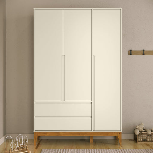 NATURE 3 DOOR WARDROBE, 2 DRAWERS OFF WHITE/ECO WOOD MATI