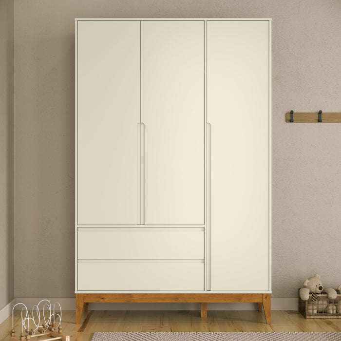 NATURE 3 DOOR WARDROBE, 2 DRAWERS OFF WHITE/ECO WOOD MATI
