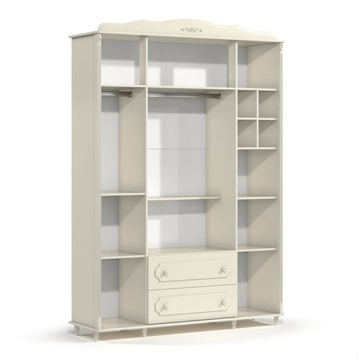 PROVENCE 4 DOOR, 2 DRAWER  WARDROBE WITH RATTAN OFF WHITE MATI