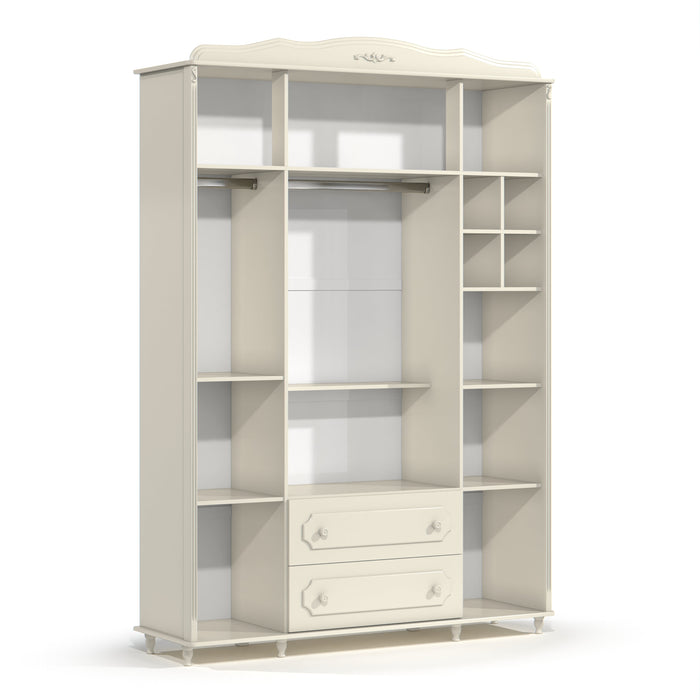 PROVENCE 4 DOOR, 2 DRAWER  WARDROBE WITH RATTAN OFF WHITE MATI