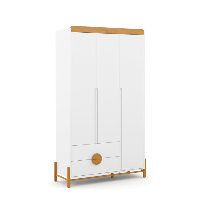 TESS 3 DOOR WARDROBE, 2 DRAWERS WHITE/FREIJO/ECO WOOD MATI