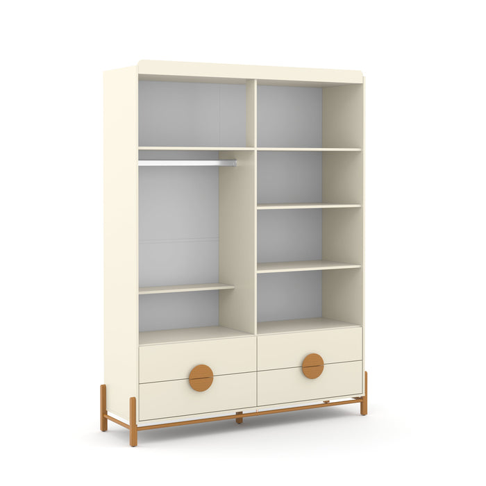 TESS 4 DOOR, 4 DRAWER  WARDROBE OFF WHITE/ECO WOOD MATI