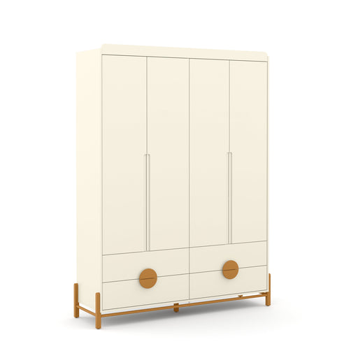 TESS 4 DOOR, 4 DRAWER  WARDROBE OFF WHITE/ECO WOOD MATI