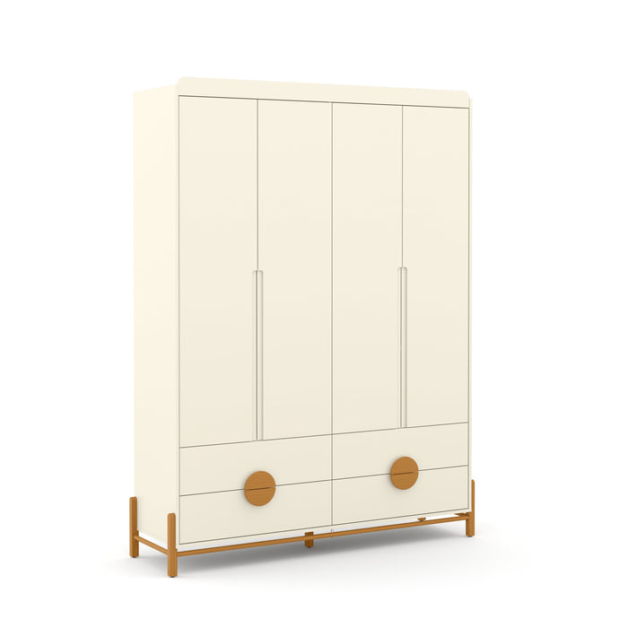 TESS 4 DOOR, 4 DRAWER  WARDROBE OFF WHITE/ECO WOOD MATI