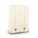 TESS 4 DOOR, 4 DRAWER  WARDROBE OFF WHITE/ECO WOOD MATI