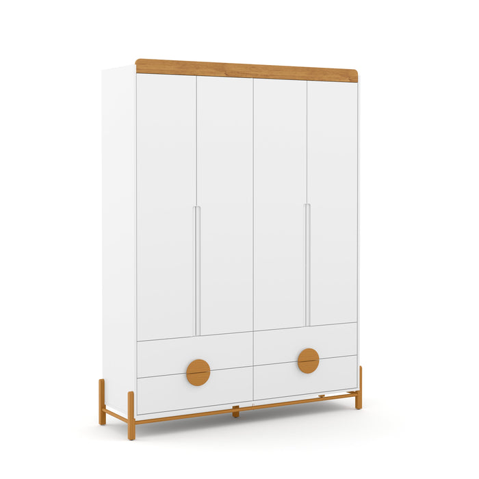 TESS 4 DOOR, 4 DRAWER  WARDROBE WHITE/FREIJO/ECO WOOD MATI