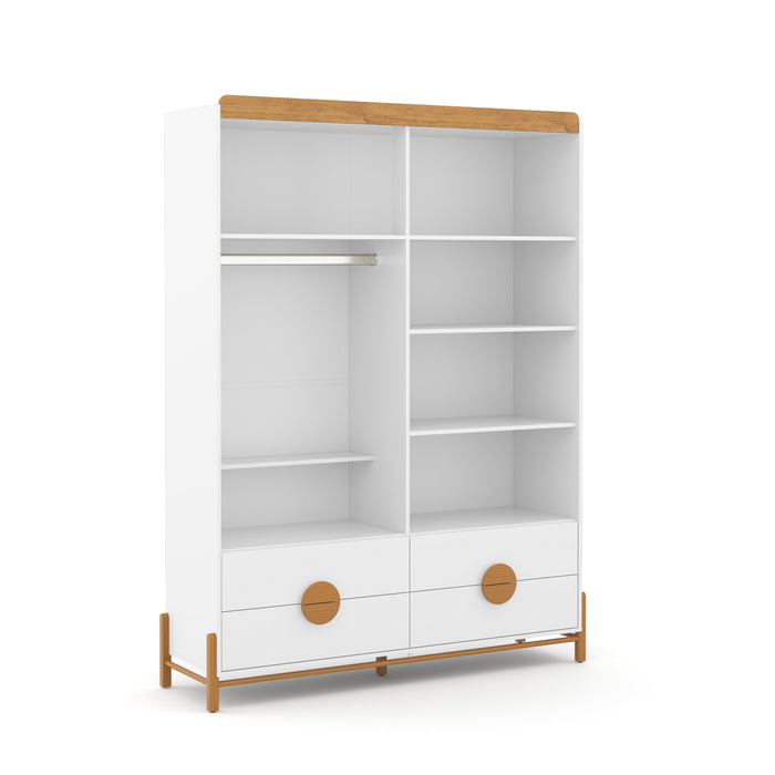 TESS 4 DOOR, 4 DRAWER  WARDROBE WHITE/FREIJO/ECO WOOD MATI