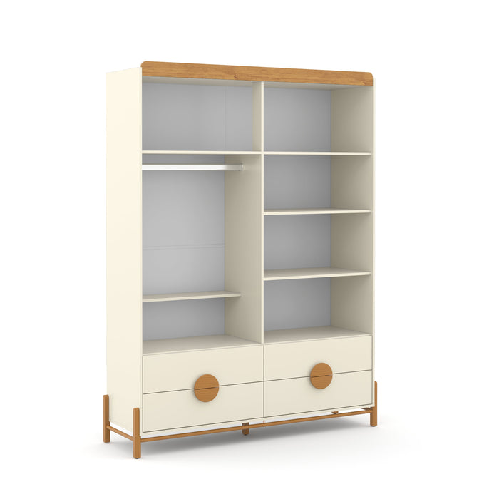TESS 4 DOOR, 4 DRAWER  WARDROBE OFF WHITE/FREIJO/ECO WOOD MATI