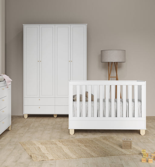 ZUPY 4 DOOR, 4 DRAWER WARDROBE WHITE/NATURAL MATI