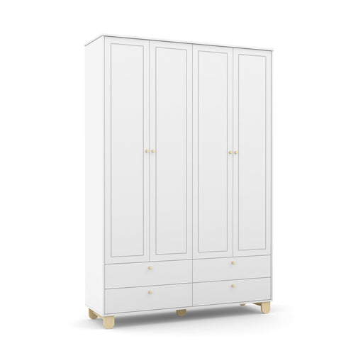 ZUPY 4 DOOR, 4 DRAWER WARDROBE WHITE/NATURAL MATI
