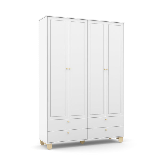 ZUPY 4 DOOR, 4 DRAWER WARDROBE WHITE/NATURAL MATI