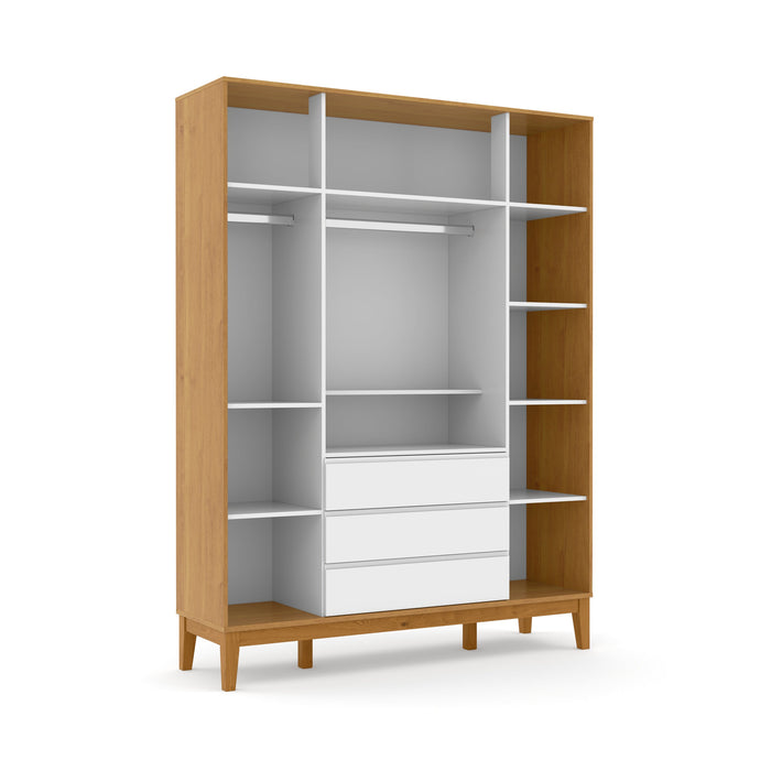 NATURE CLEAN 4 DOOR, 3 DRAWER WARDROBE WHITE/FREIJO/ECO WOOD MATI