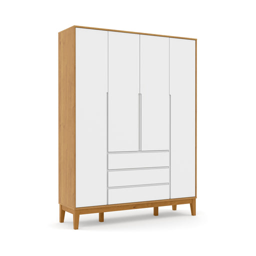 NATURE CLEAN 4 DOOR, 3 DRAWER WARDROBE WHITE/FREIJO/ECO WOOD MATI