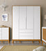 NATURE CLEAN 4 DOOR, 3 DRAWER WARDROBE WHITE/FREIJO/ECO WOOD MATI