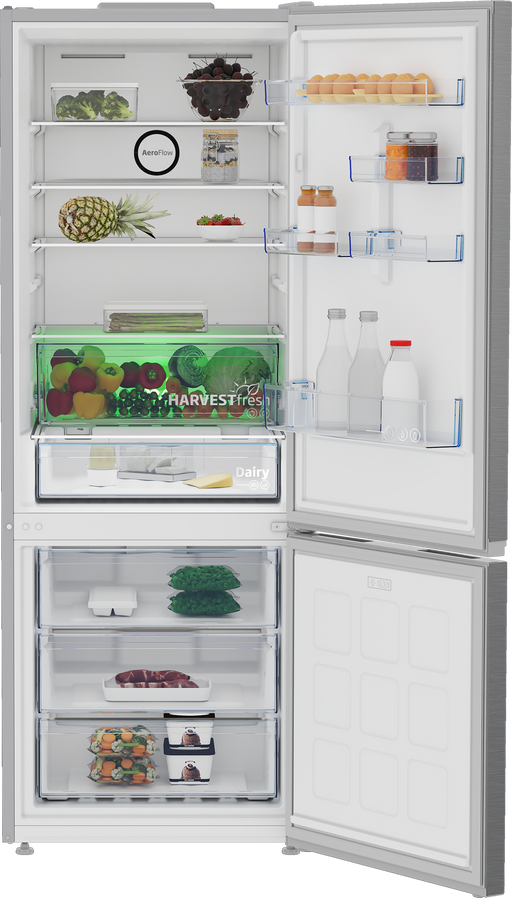 BEKO 70CM BEYOND COMBI FRIDGE PEARL INOX DEFY