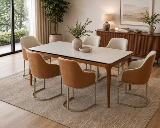 7PCE ADDAR 1.8M DINING ROOM SUITE - WHITE/NATURAL PROV