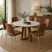 7PCE BENNETT 1.35 ROUND DINING ROOM SUITE - OFF WHITE/NATURA PROV