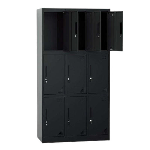 9 DOOR STEEL LOCKER - BLACK STEE