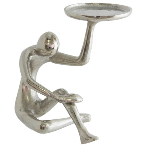 LADY C/HOLDER RAW SILVER 18X17CM TRANS NATAL CUT GLASS