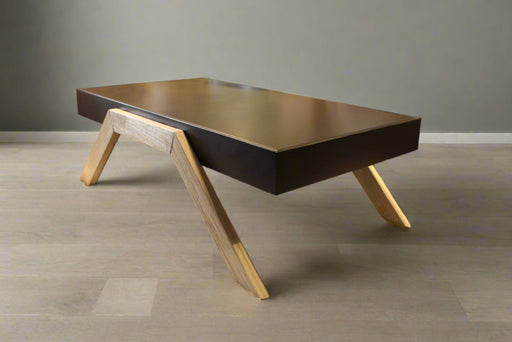 ATHENA COFFEE TABLE - TOP R/BEIGE + BOTTOM D/WALNT LINEAR CLASSICA