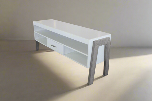 ATHENA TV STAND - TOP R/BEIGE + BOTTOM WHITE LINEAR CLASSICA