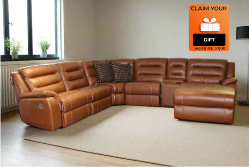 6PCE ATLAS LZB CNR L/SUITE F/LEATHER - GAUCHO TAN ALPINE UPHOLSTERERS