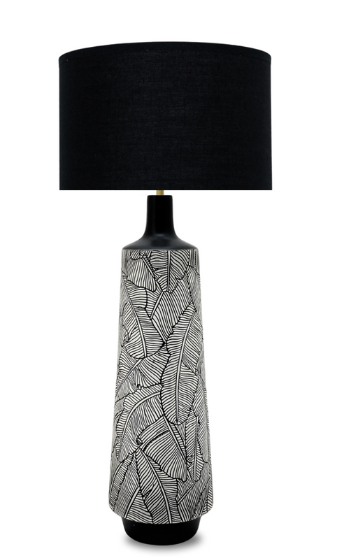 ATOLEA LAMP W/BLACK SHADE NOLDEN BROTHERS WOODEN