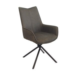 AXEL SWIVEL DINING CHAIR SUEDE FABRIC GREY HELD