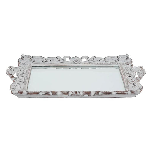 ELIZABETH MIRROR TRAY 41X27CM TRANS NATAL CUT GLASS