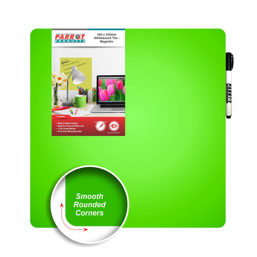 WHITEBOARD TILE MAGNETIC 355X355MM GREEN PARROT PRODUCTS