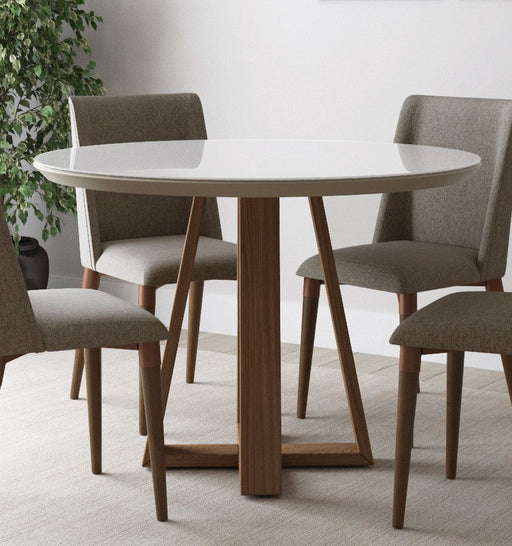 BENNETT 1.35 ROUND DINING TABLE OFF WHITE/NATURAL W/GLASS PROV