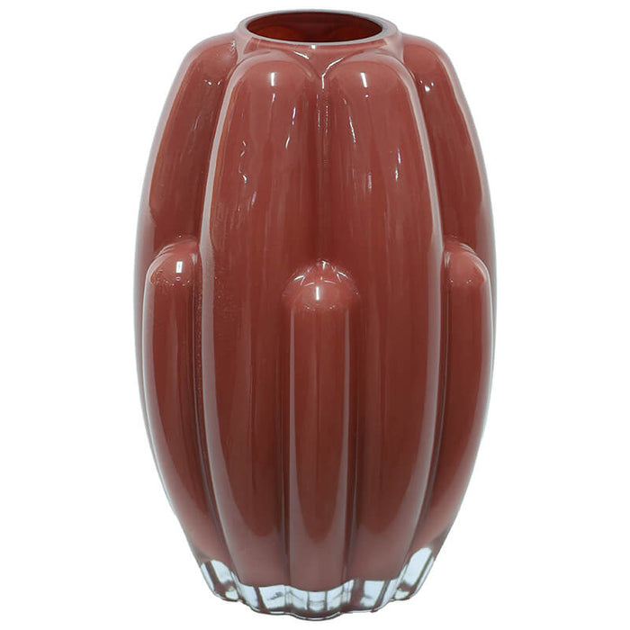 DEEP CORAL VASE 21CM TRAN