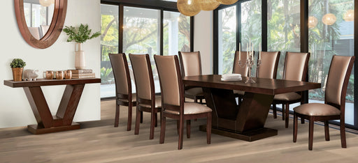 9PCE CASTELLO D/R/S - DARK FABRIC/WALNUT LINEAR CLASSICA