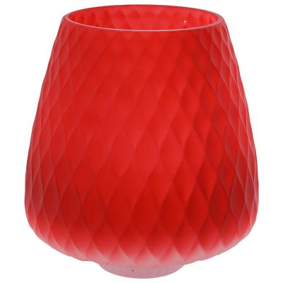 FROSTED STRAWBERRY VASE/HURRICANE 25CM TRAN