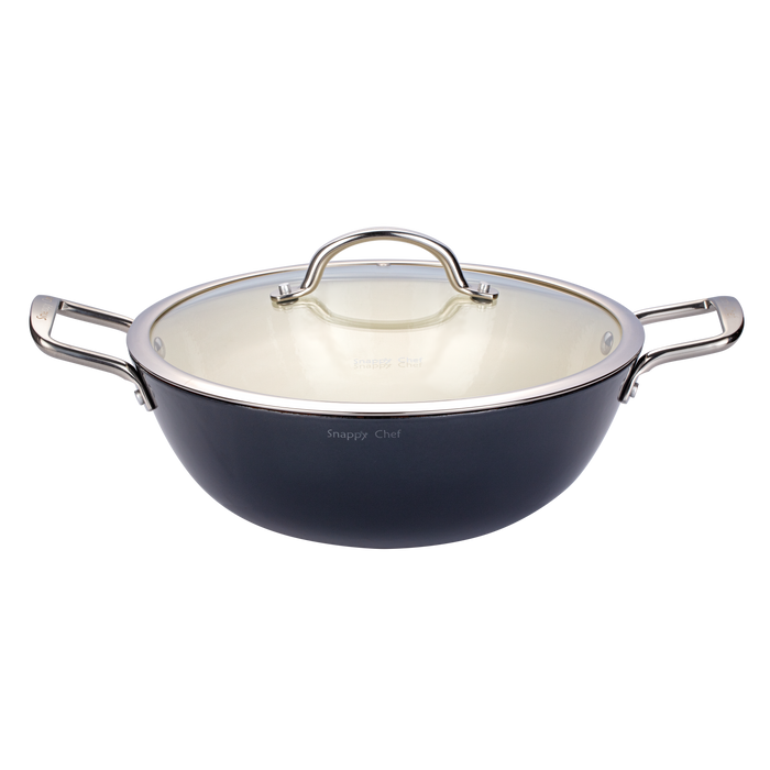 SNAPPY CHEF 30CM SUPERLIGHT CAST IRON ROUND GRIDDLE GREY SNAP