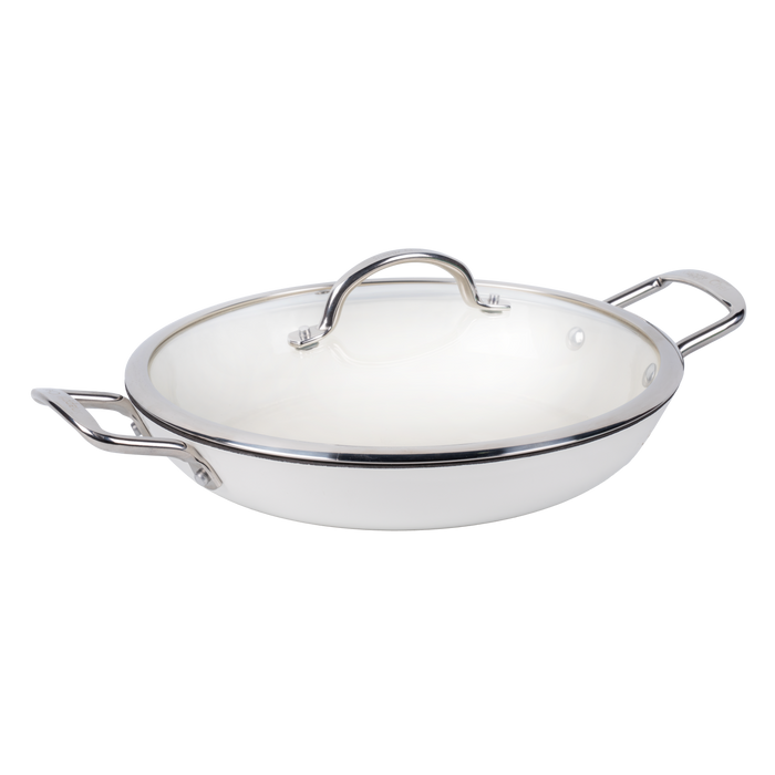 SNAPPY CHEF 30CM WHITE ROUND GRIDDLE SUPERLIGHT CAST IRON SNAP