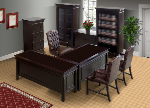 CLASSICA DESK WITH L EXTENSION - DARK MAHOGANY LINE