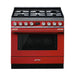 Smeg CPF9GPR 90cm Portofino red dual fuel stove