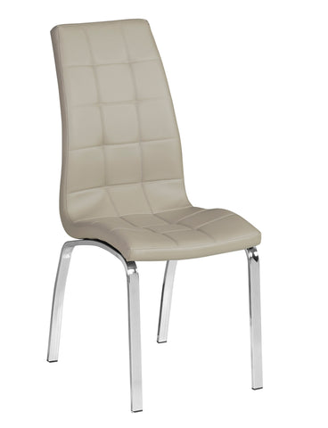 DINING CHAIR TAUPE (BEIGE COLOR/SILVER LEGS) RED ROOSTER