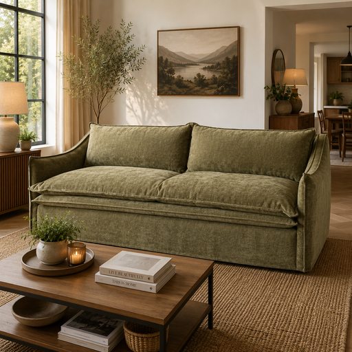 MISHA 3 DIV COUCH - SOFT WEAVE FERN FABRIC ZORO